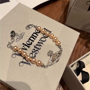 Vivienne Westwood Gold Pearl and Silver Orb Bracelet